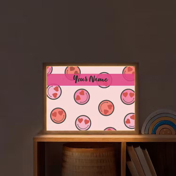 Smileys - Hartjes - Roze Light Box met batterij (Wandlamp kind) middel -sfeer1_kind