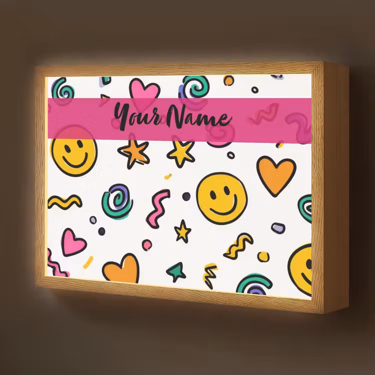 Smileys - Pictogrammen - Kleurrijk Light Box met batterij (Wandlamp kind) middel -z3d_website