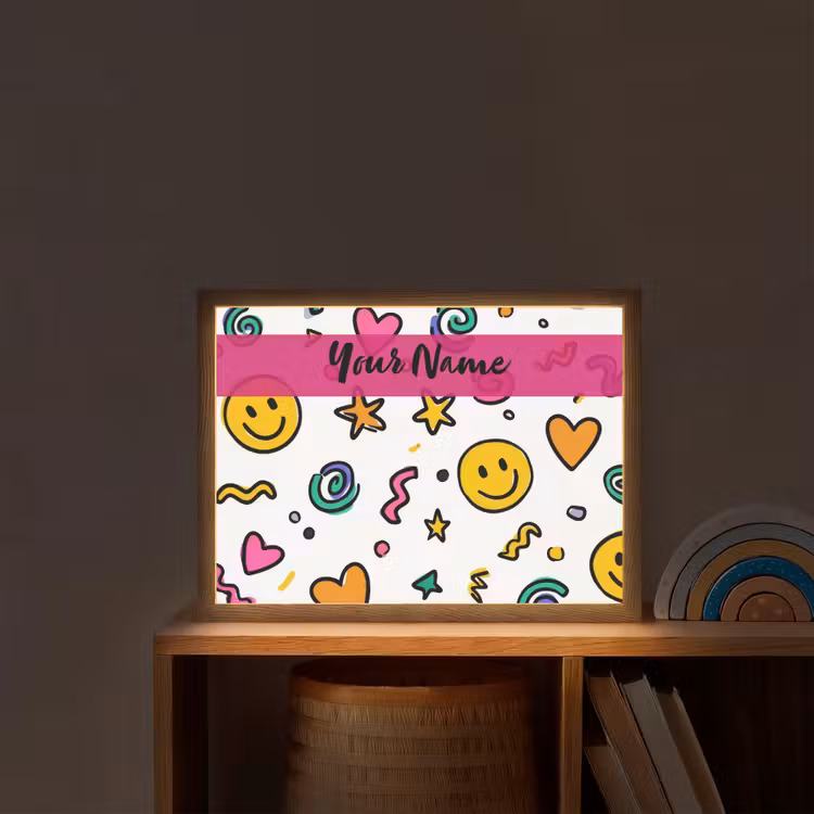 Smileys - Pictogrammen - Kleurrijk Light Box met batterij (Wandlamp kind) middel -sfeer1_kind