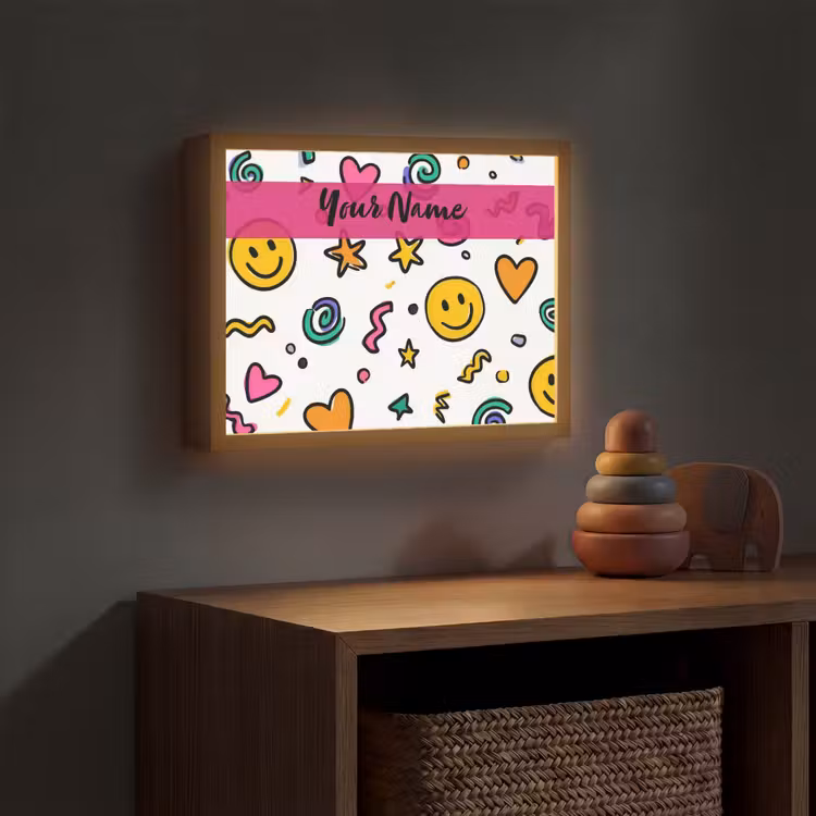 Smileys - Pictogrammen - Kleurrijk Light Box met batterij (Wandlamp kind) middel -sfeer5_kind