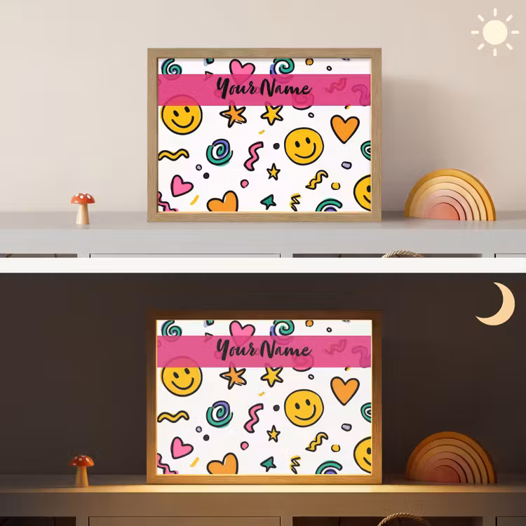 Smileys - Pictogrammen - Kleurrijk Light Box met batterij (Wandlamp kind) middel -sfeer3_kind