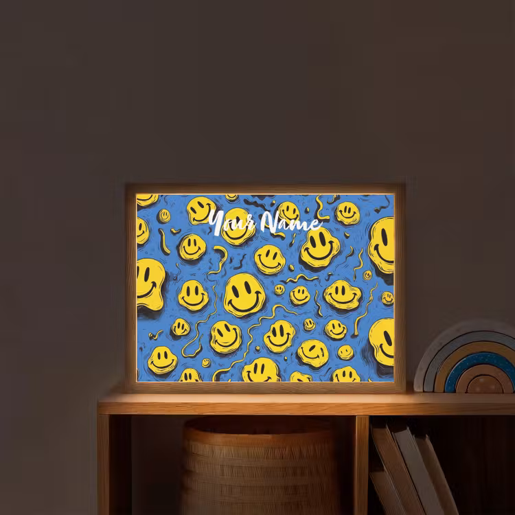 Smileys - Geel - Blauw Light Box met batterij (Wandlamp kind) middel -sfeer1_kind