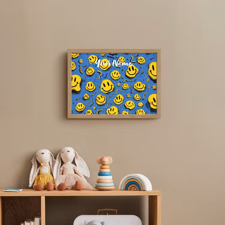 Smileys - Geel - Blauw Light Box met batterij (Wandlamp kind) middel -sfeer2_kind