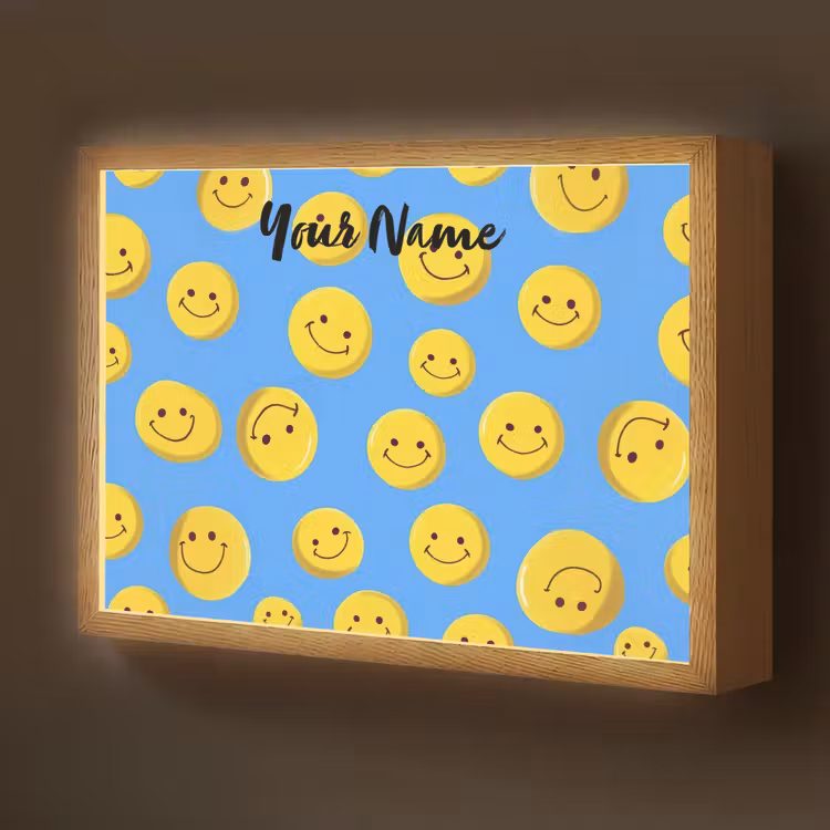 Smileys - Geel - Blauw Light Box met batterij (Wandlamp kind) middel -z3d_website