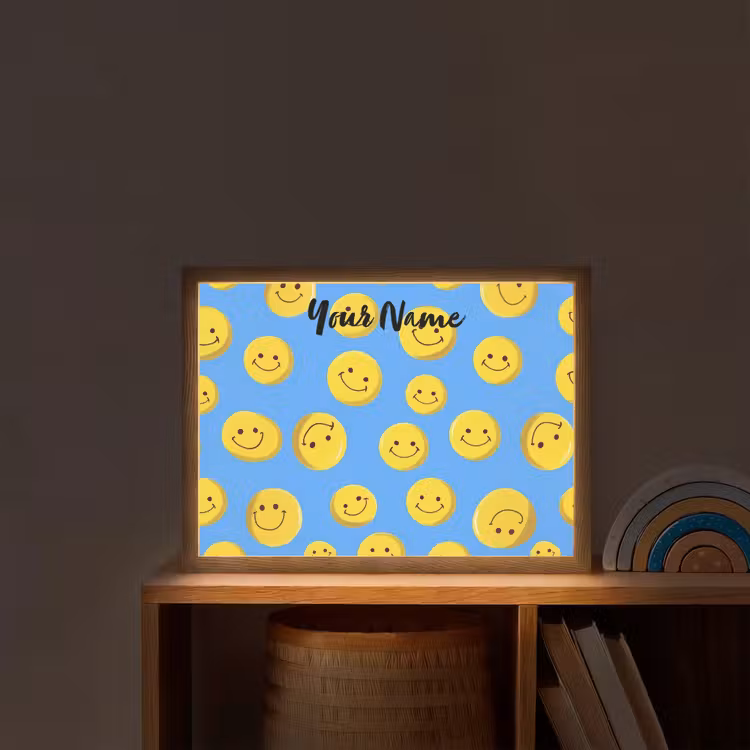 Smileys - Geel - Blauw Light Box met batterij (Wandlamp kind) middel -sfeer1_kind