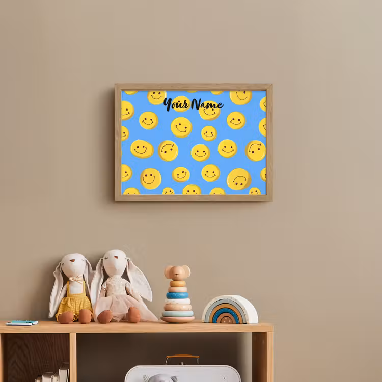 Smileys - Geel - Blauw Light Box met batterij (Wandlamp kind) middel -sfeer2_kind