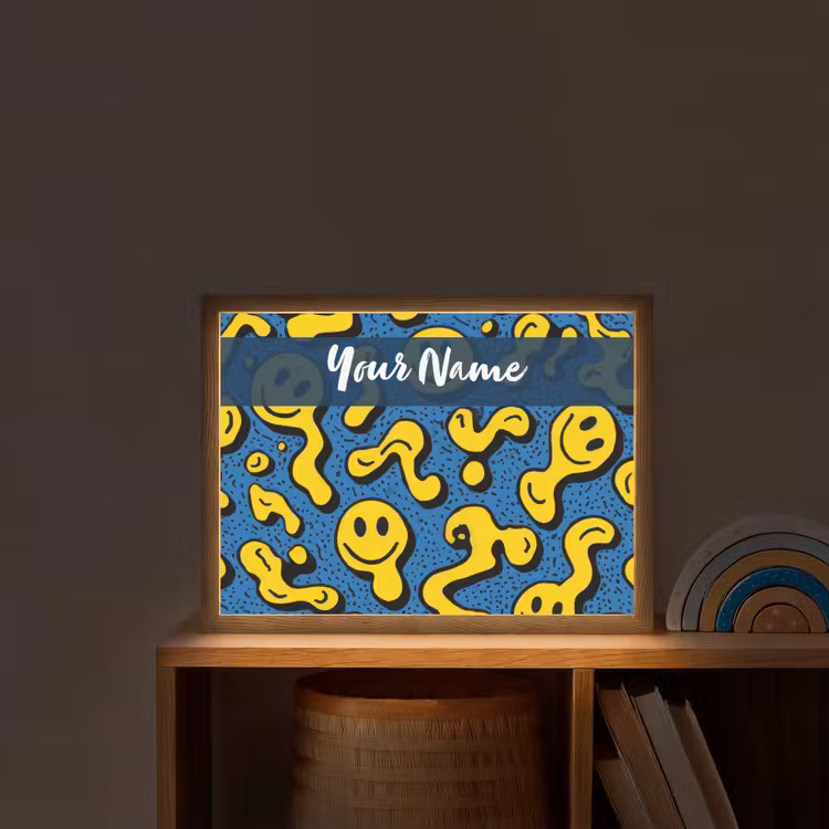 Smileys - Geel - Blauw Light Box met batterij (Wandlamp kind) middel -sfeer1_kind