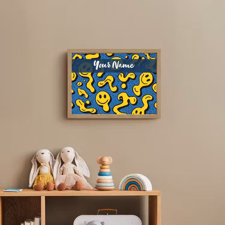 Smileys - Geel - Blauw Light Box met batterij (Wandlamp kind) middel -sfeer2_kind