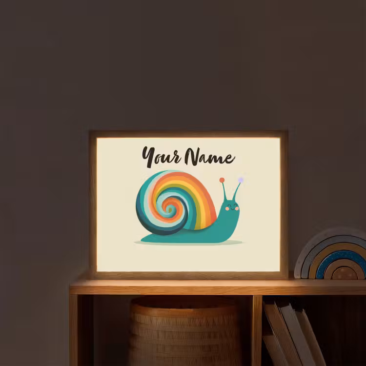 Slak - Regenboogschild - Groen Light Box met batterij (Wandlamp kind) middel -sfeer1_kind