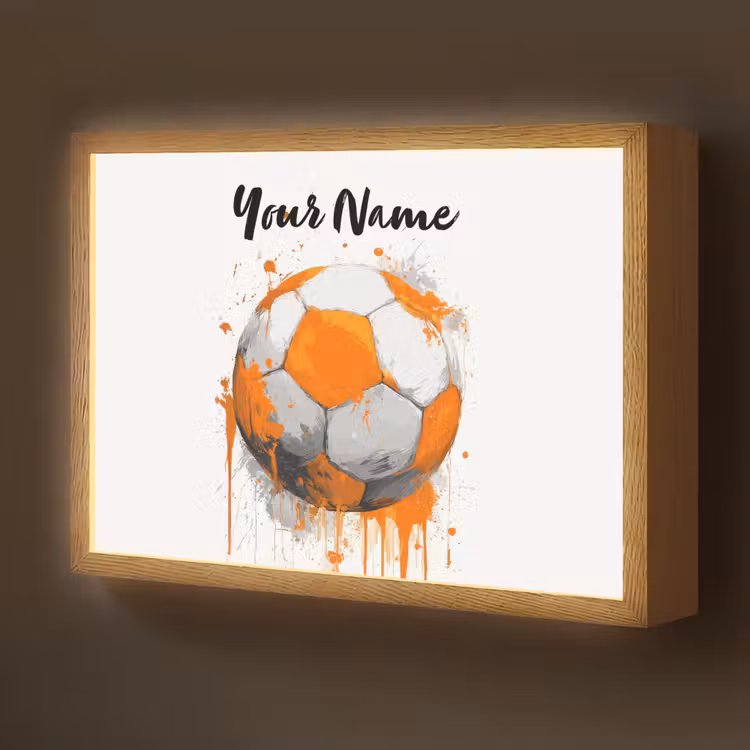 Voetbal - Abstract - Oranje - Verfspatten Light Box met batterij (Wandlamp kind) middel -z3d_website