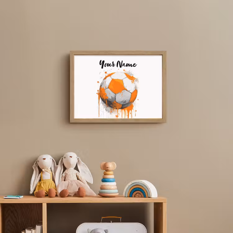 Voetbal - Abstract - Oranje - Verfspatten Light Box met batterij (Wandlamp kind) middel -sfeer2_kind