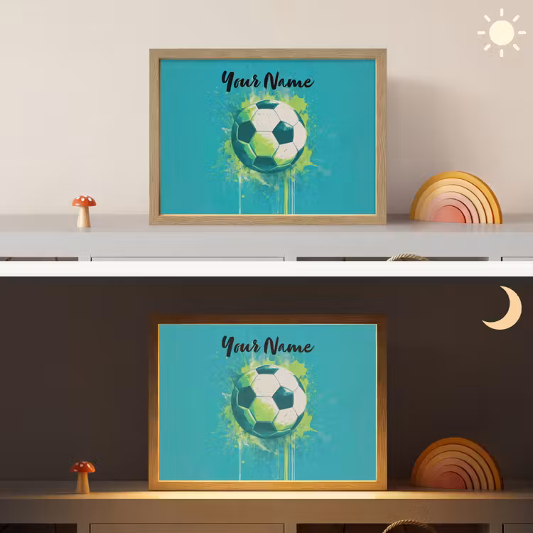 Voetbal - Abstract - Verfspatten - Groen Light Box met batterij (Wandlamp kind) middel -sfeer3_kind
