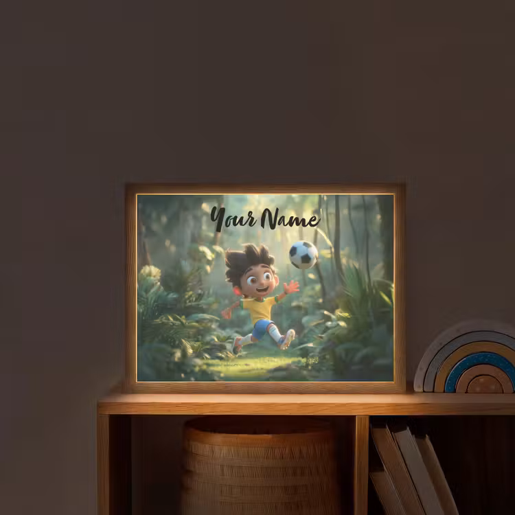 Voetbal - Jongen - Bos Light Box met batterij (Wandlamp kind) middel -sfeer1_kind