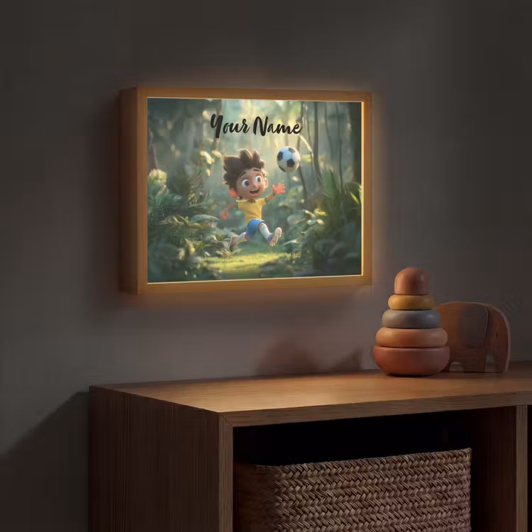Voetbal - Jongen - Bos Light Box met batterij (Wandlamp kind) middel -sfeer5_kind