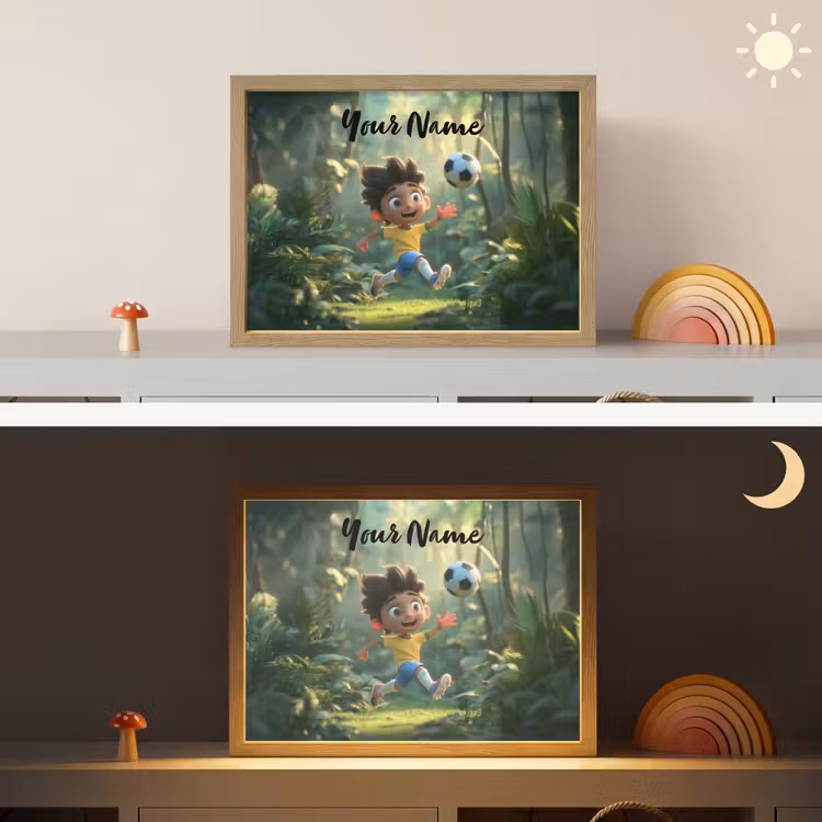 Voetbal - Jongen - Bos Light Box met batterij (Wandlamp kind) middel -sfeer3_kind