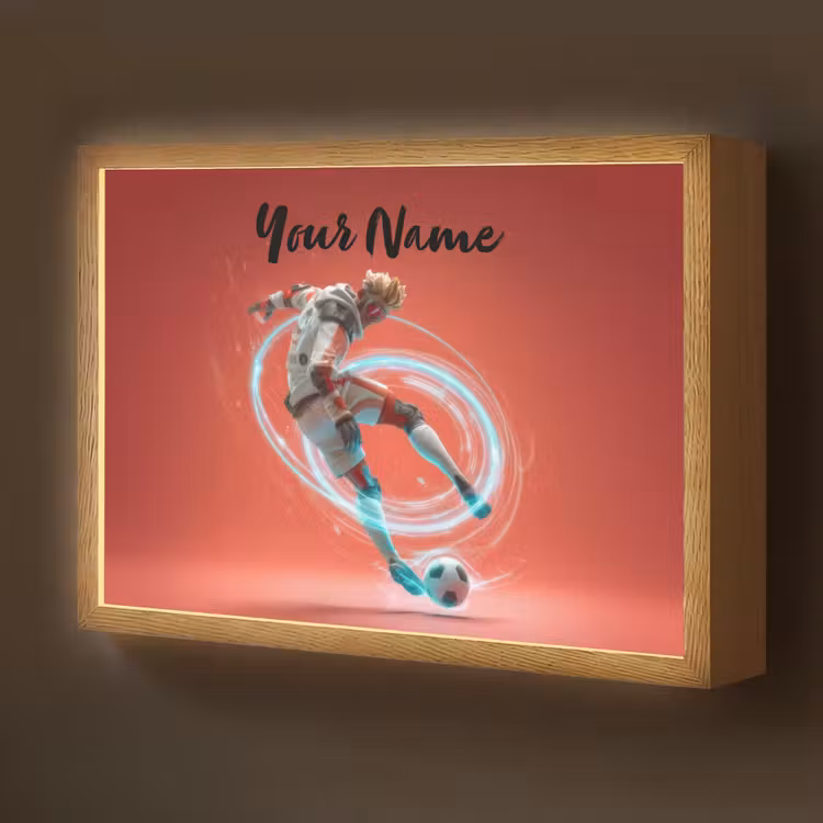 Voetbal - Jongen - Rood - Lichtcirkel Light Box met batterij (Wandlamp kind) middel -z3d_website
