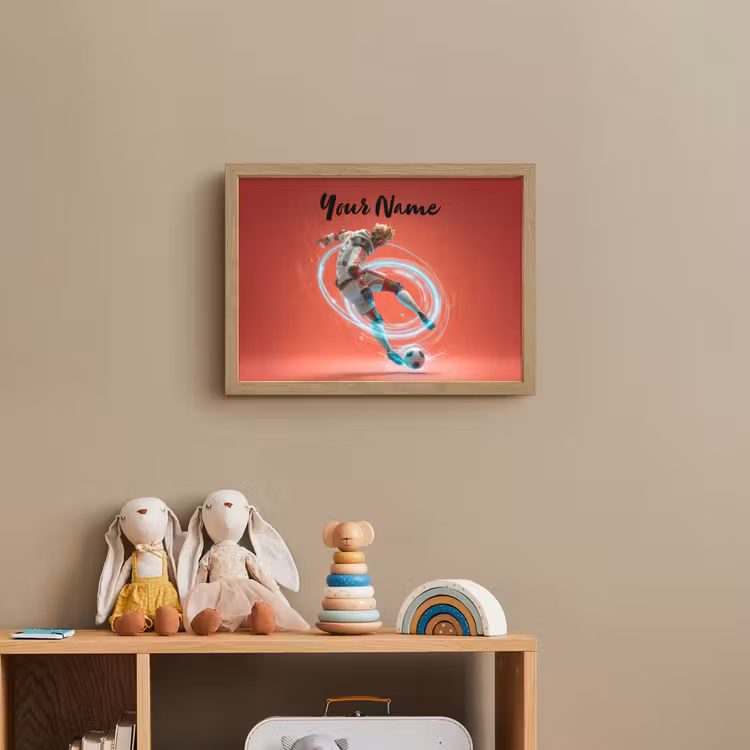 Voetbal - Jongen - Rood - Lichtcirkel Light Box met batterij (Wandlamp kind) middel -sfeer2_kind