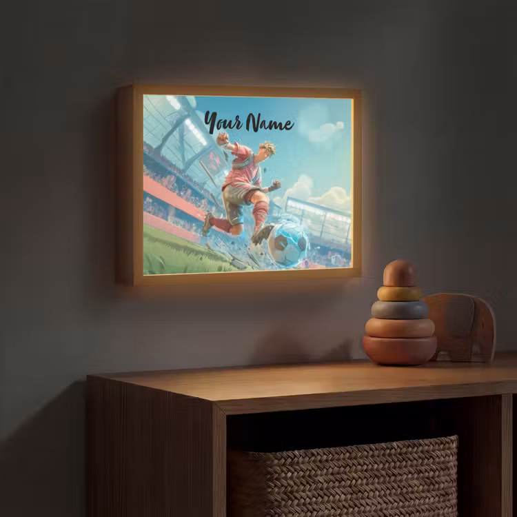 Voetbal - Jongen - Stadion - Elektrisch Light Box met batterij (Wandlamp kind) middel -sfeer5_kind