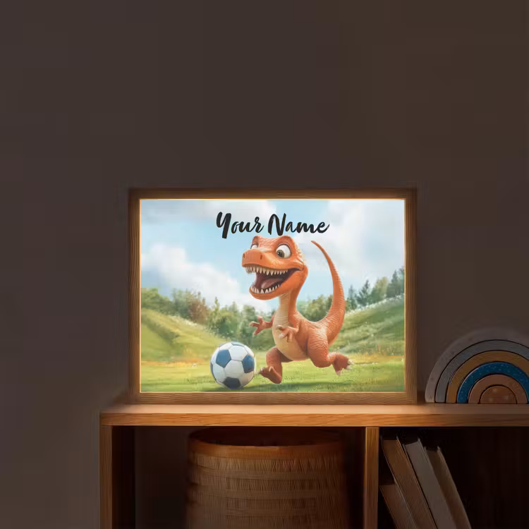 Voetbal - Dino - Sport Light Box met batterij (Wandlamp kind) middel -sfeer1_kind