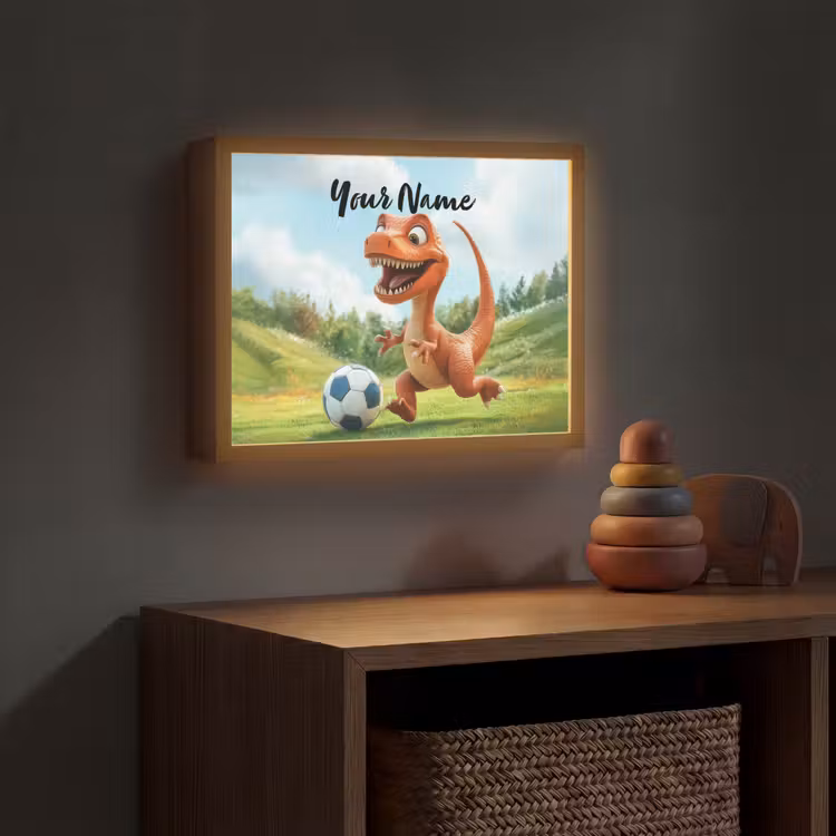 Voetbal - Dino - Sport Light Box met batterij (Wandlamp kind) middel -sfeer5_kind