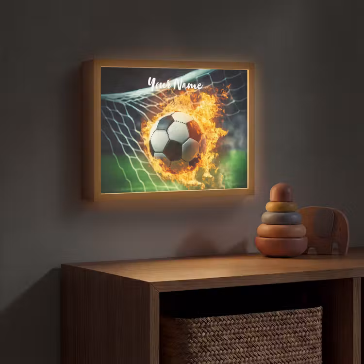 Voetbal - Goal - Doelnet - Vuur Light Box met batterij (Wandlamp kind) middel -sfeer5_kind