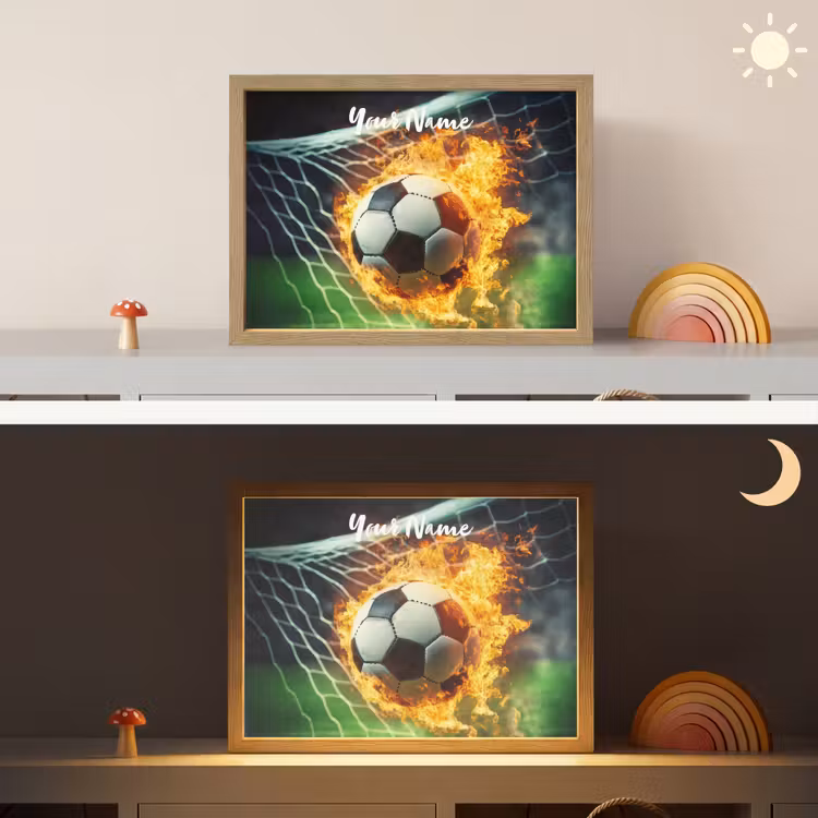 Voetbal - Goal - Doelnet - Vuur Light Box met batterij (Wandlamp kind) middel -sfeer3_kind