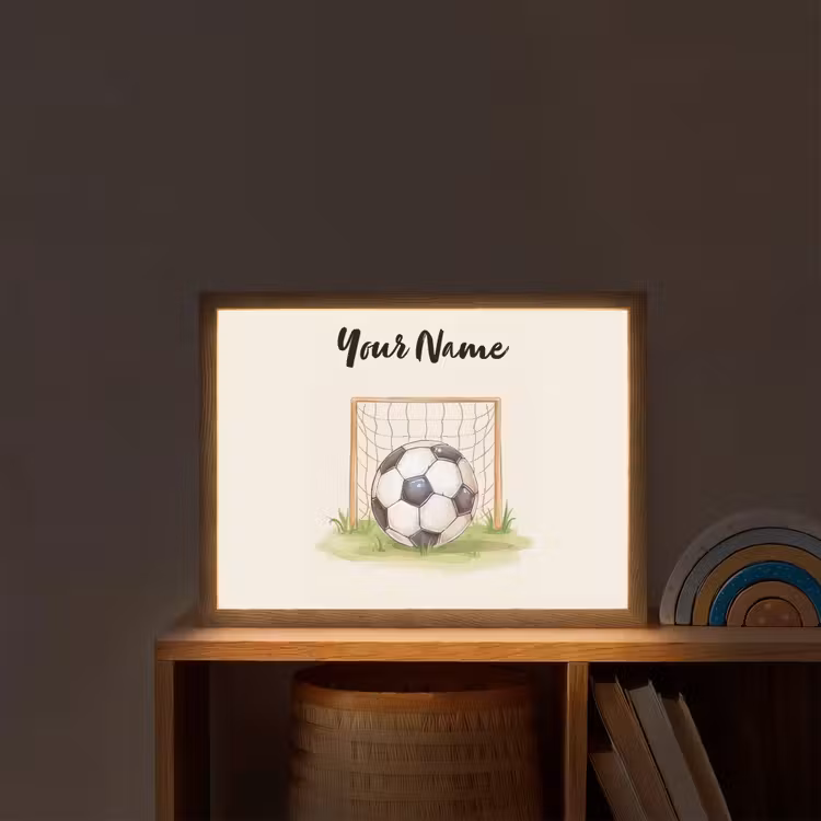 Voetbal - Goal - Gras - Beige Light Box met batterij (Wandlamp kind) middel -sfeer1_kind