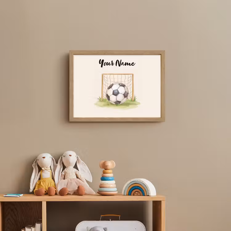 Voetbal - Goal - Gras - Beige Light Box met batterij (Wandlamp kind) middel -sfeer2_kind