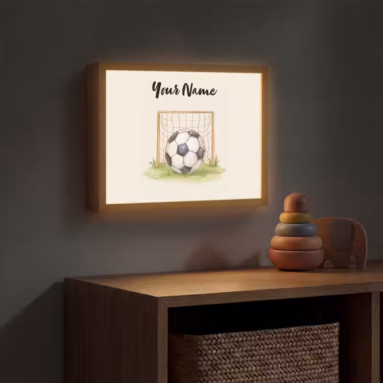 Voetbal - Goal - Gras - Beige Light Box met batterij (Wandlamp kind) middel -sfeer5_kind
