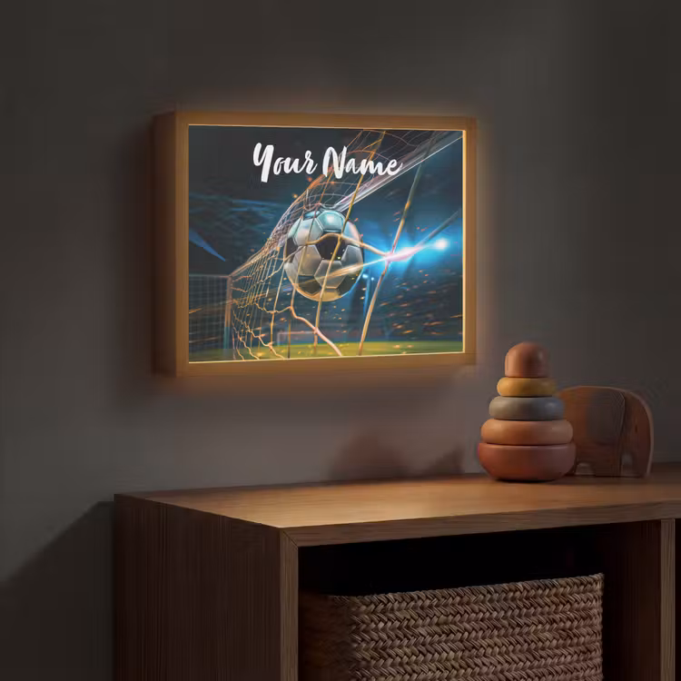 Voetbal - Goal - Sport - Jongens Light Box met batterij (Wandlamp kind) middel -sfeer5_kind