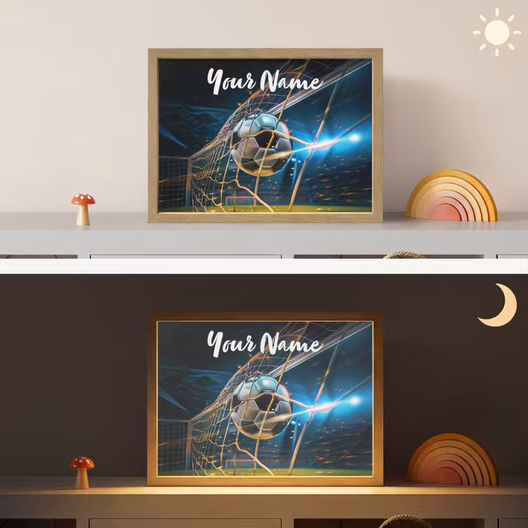 Voetbal - Goal - Sport - Jongens Light Box met batterij (Wandlamp kind) middel -sfeer3_kind