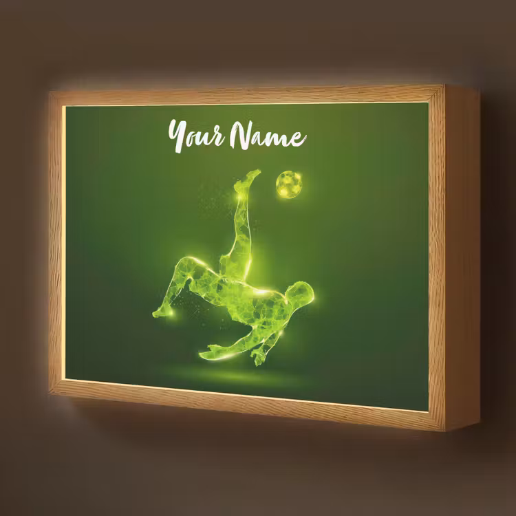Voetbal - Groen - Omhaal Light Box met batterij (Wandlamp kind) middel -z3d_website