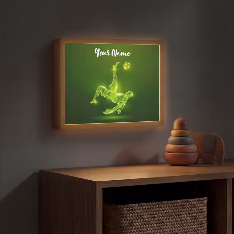 Voetbal - Groen - Omhaal Light Box met batterij (Wandlamp kind) middel -sfeer5_kind