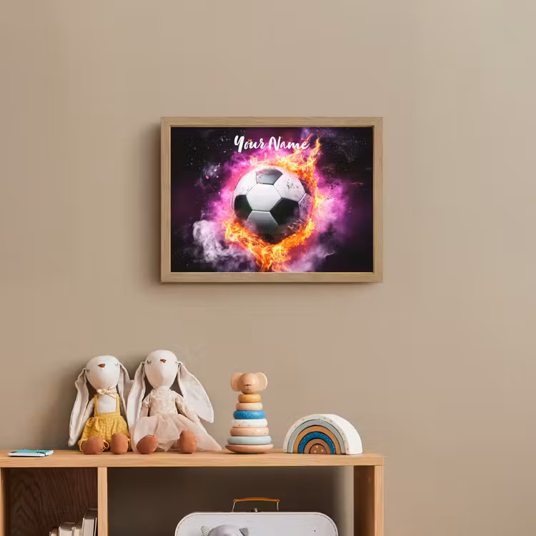 Voetbal - Roze - Vuur Light Box met batterij (Wandlamp kind) middel -sfeer2_kind