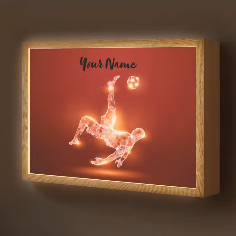 Voetballer - Omhaal - Rood - Neon Light Box met batterij (Wandlamp kind) middel -z3d_website