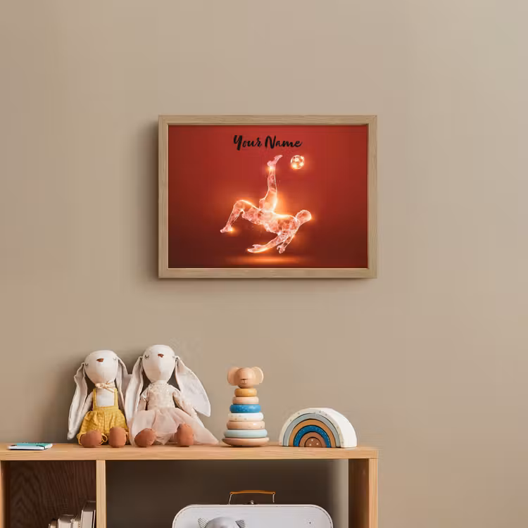 Voetballer - Omhaal - Rood - Neon Light Box met batterij (Wandlamp kind) middel -sfeer2_kind