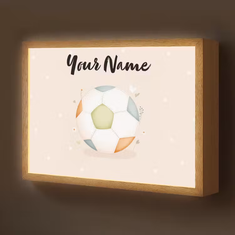 Voetbal - Rond - Pastel - Stippen Light Box met batterij (Wandlamp kind) middel -z3d_website