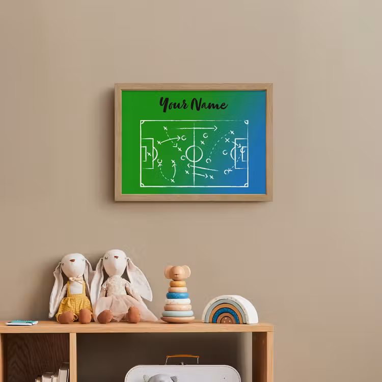 Voetbal - Tactiek - Spel - Groen - Blauw Light Box met batterij (Wandlamp kind) middel -sfeer2_kind