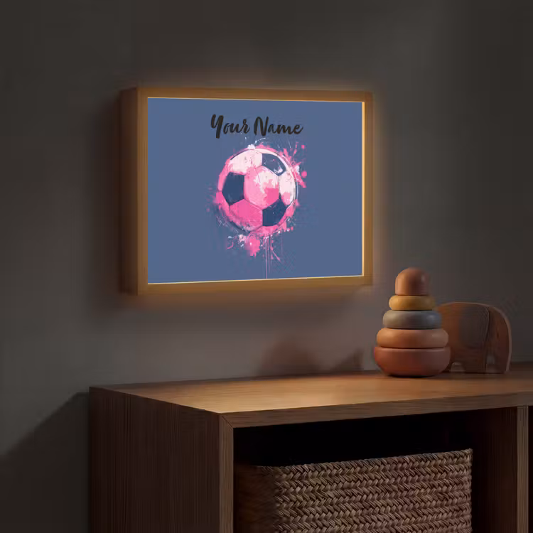 Voetbalvibes - Verf - Roze - Blauw Light Box met batterij (Wandlamp kind) middel -sfeer5_kind