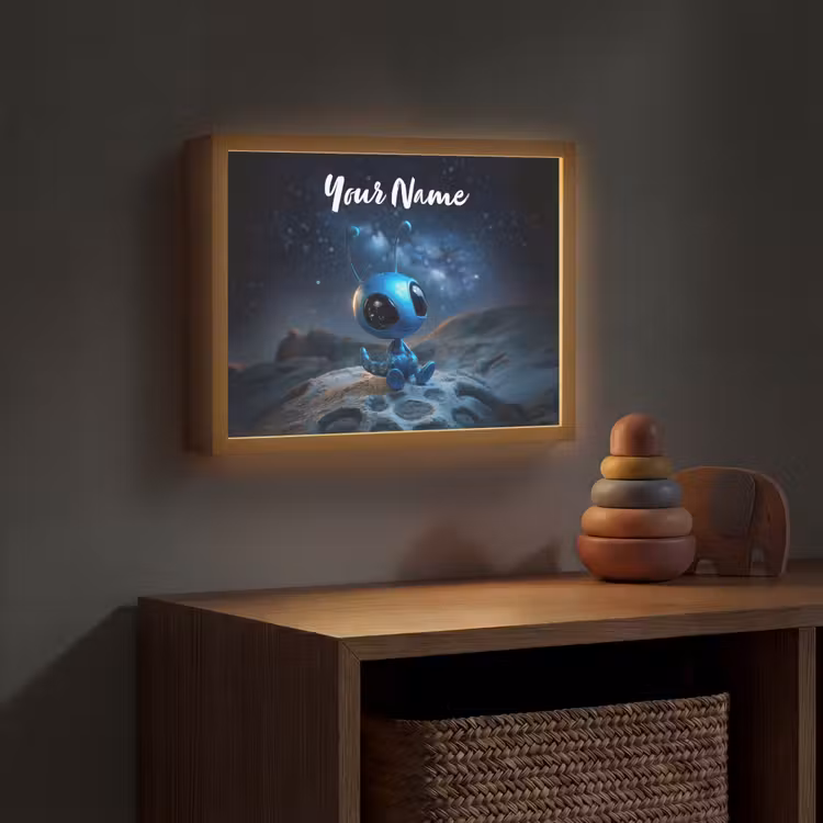 Ruimtewezen - Blauw - Galaxy Light Box met batterij (Wandlamp kind) middel -sfeer5_kind