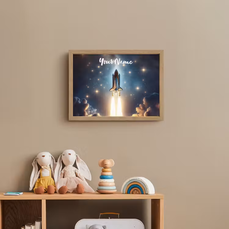 Ruimtevaart - Raket - Space - Sterren Light Box met batterij (Wandlamp kind) middel -sfeer2_kind