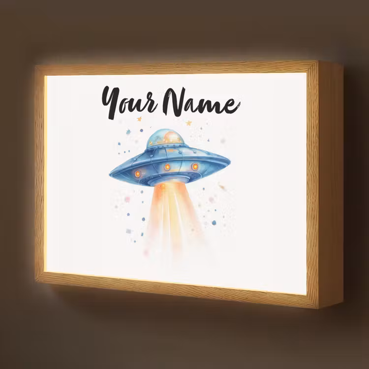 Ruimte - Ufo - Sterren Light Box met batterij (Wandlamp kind) middel -z3d_website