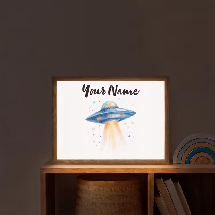Ruimte - Ufo - Sterren Light Box met batterij (Wandlamp kind) middel -sfeer1_kind