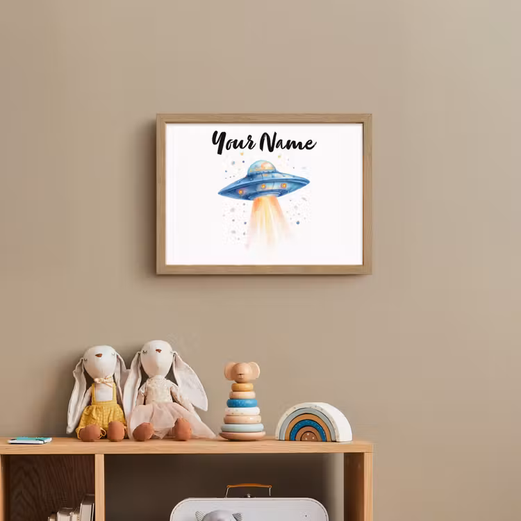 Ruimte - Ufo - Sterren Light Box met batterij (Wandlamp kind) middel -sfeer2_kind