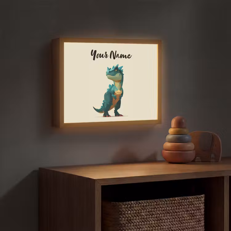 Stekels - Dino - Blauw - Gespierd Light Box met batterij (Wandlamp kind) middel -sfeer5_kind