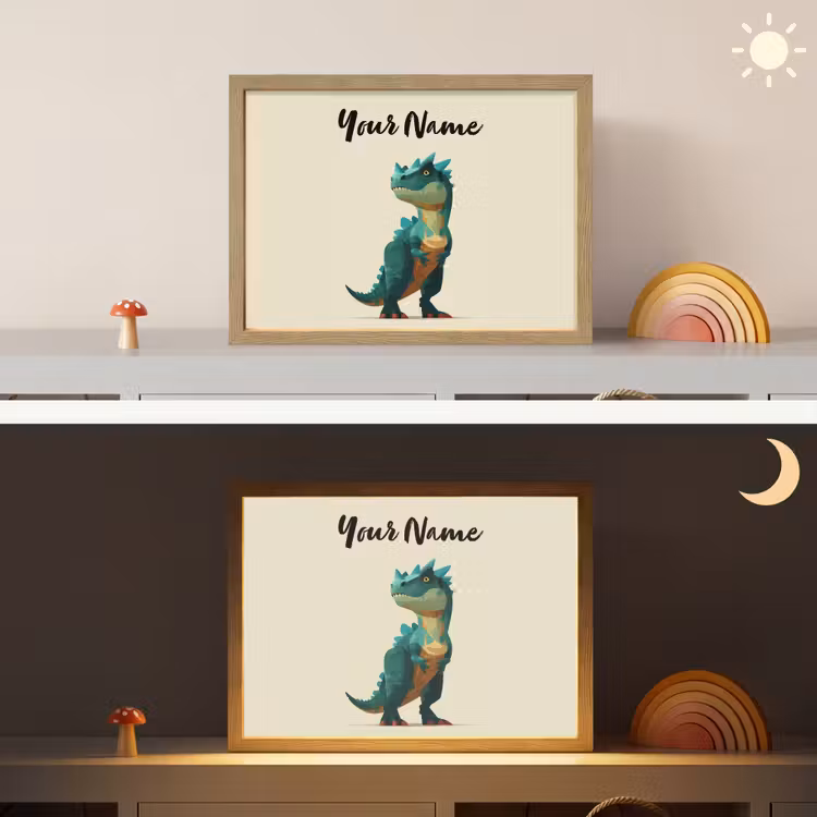 Stekels - Dino - Blauw - Gespierd Light Box met batterij (Wandlamp kind) middel -sfeer3_kind