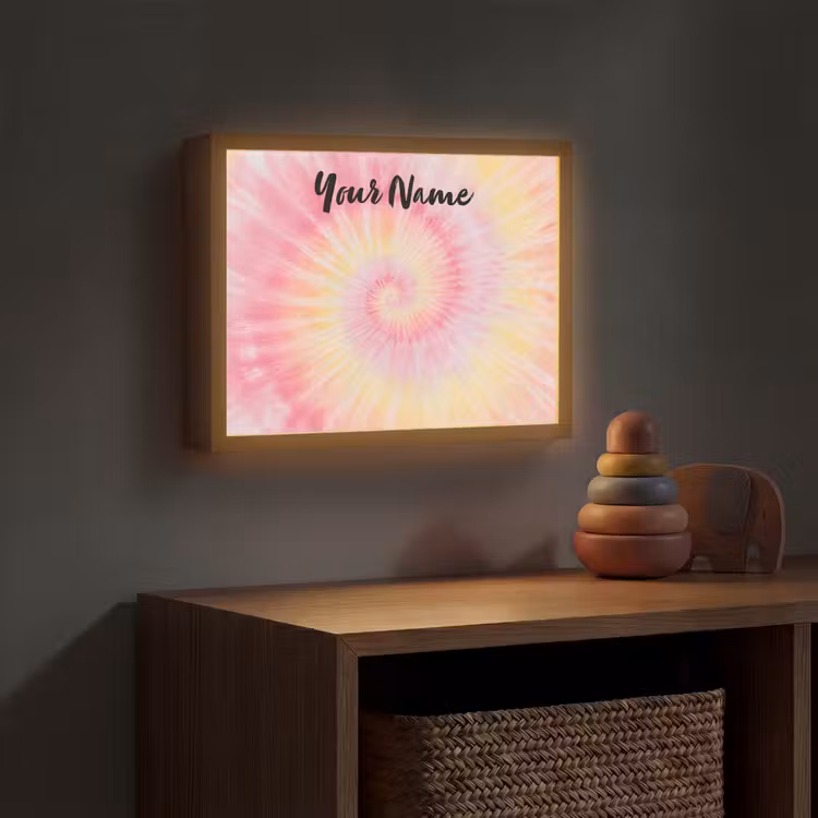 Spiraal - Pastel - Roze Light Box met batterij (Wandlamp kind) middel -sfeer5_kind