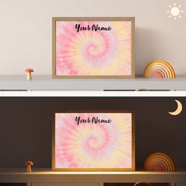 Spiraal - Pastel - Roze Light Box met batterij (Wandlamp kind) middel -sfeer3_kind