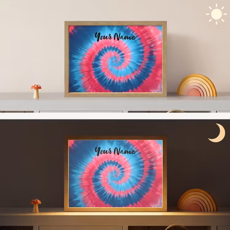 Spiraal - Roze - Blauw Light Box met batterij (Wandlamp kind) middel -sfeer3_kind