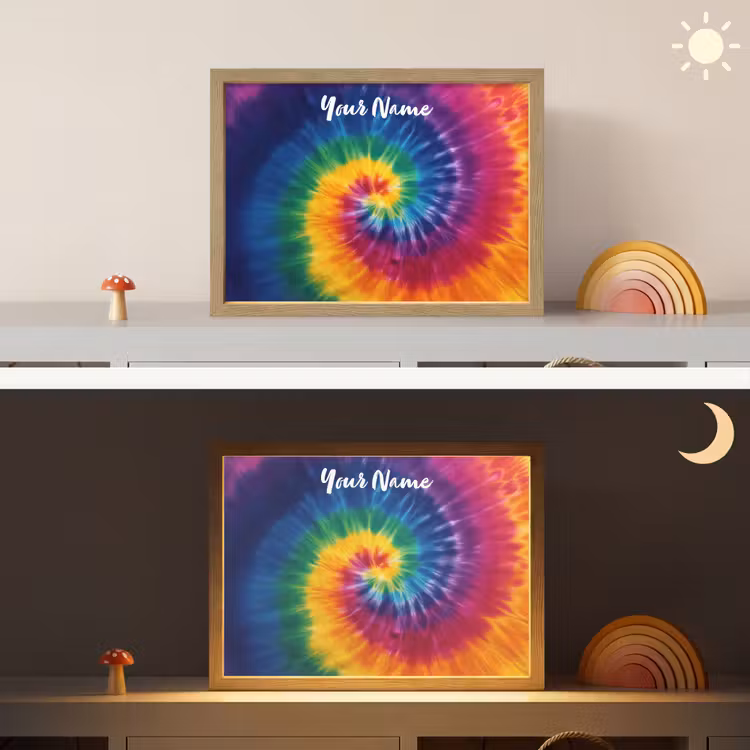 Spiraal - Regenboog - Kleurrijk Light Box met batterij (Wandlamp kind) middel -sfeer3_kind
